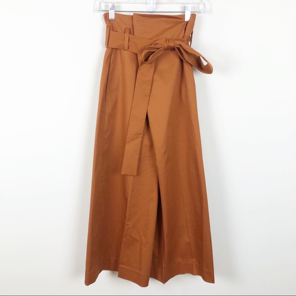 COS Pants - COS Paperbag Waist Cropped Trousers Belted Almond